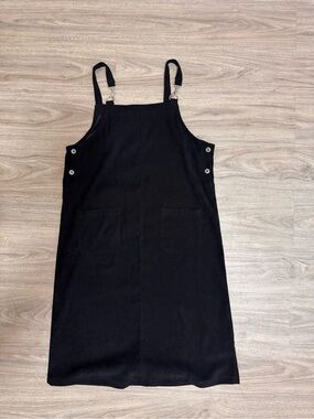 Black Maxi Overall Dress with Adjustable Straps